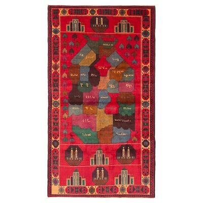 ECARPETGALLERY Hand-knotted Teimani Red Wool Rug - 3'7 x 6'6
