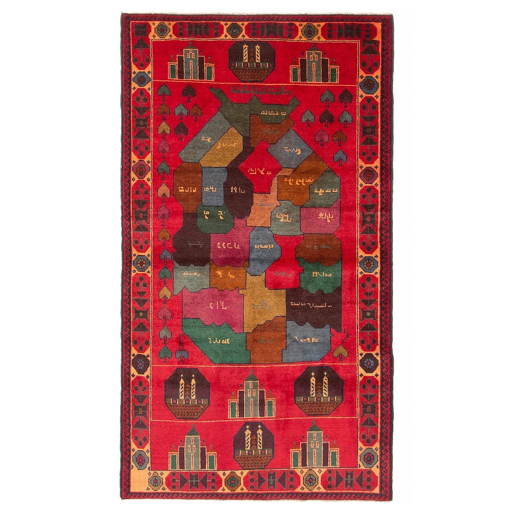ECARPETGALLERY Hand-knotted Teimani Red Wool Rug - 3'7 x 6'6