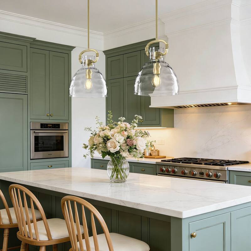 Skystar 1 - Light Single Pendant With Clear Hammered Glass Shade