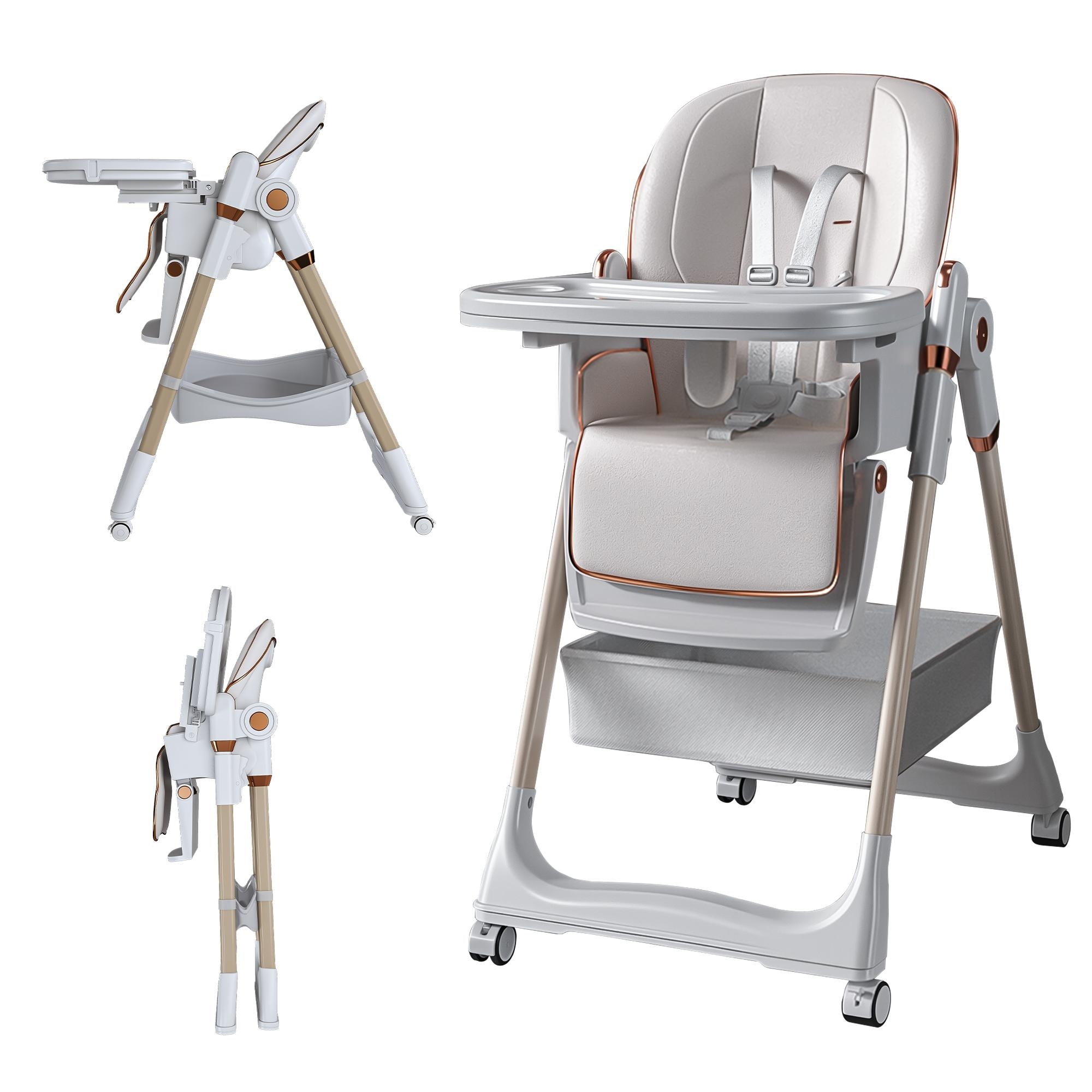 Anmytek Baby High Chair Convertible Feeding Play Seat Modern Nursery Multi Functional