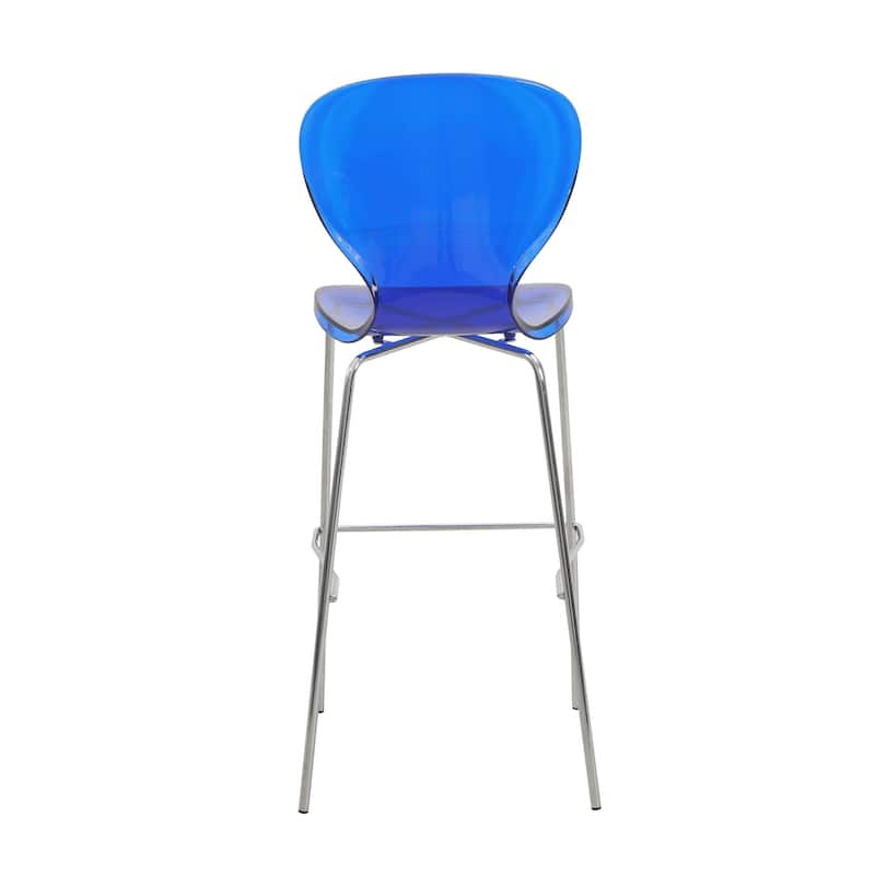 30 in. Seat Height Acrylic Plastic Barstool in Chrome Steel Frame Armless with Footrest