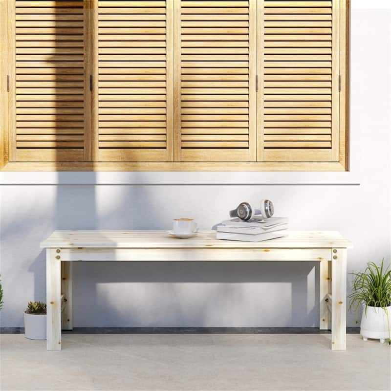 Solid Pine Wood Two-Seat Garden Bench with Slatted Seat - 47.2" L x 16.5" W x 16.5" H