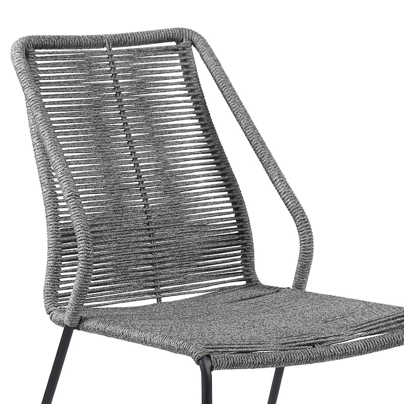 Set of Two 22" Gray Metal Outdoor Dining Chair