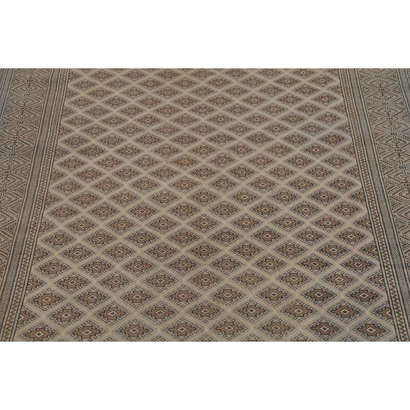 All-Over Geometric Turkoman Persian Vintage Rug Handmade Wool Carpet - 6'5"x 9'3"