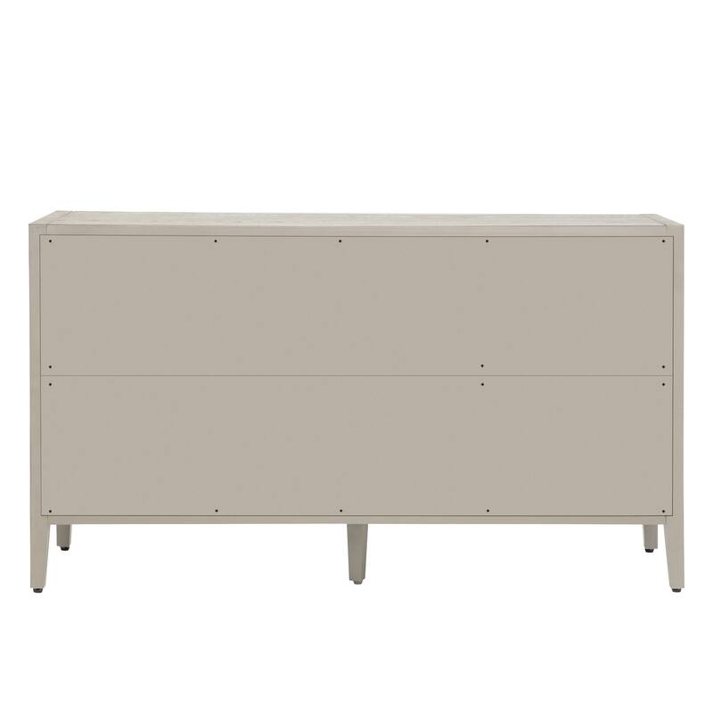 Wood Storage Cabinet with Three Tempered Glass Doors