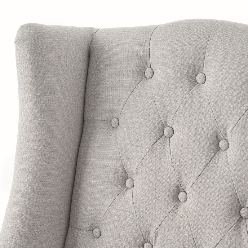 Linen Wingback Chair With Wood Frame