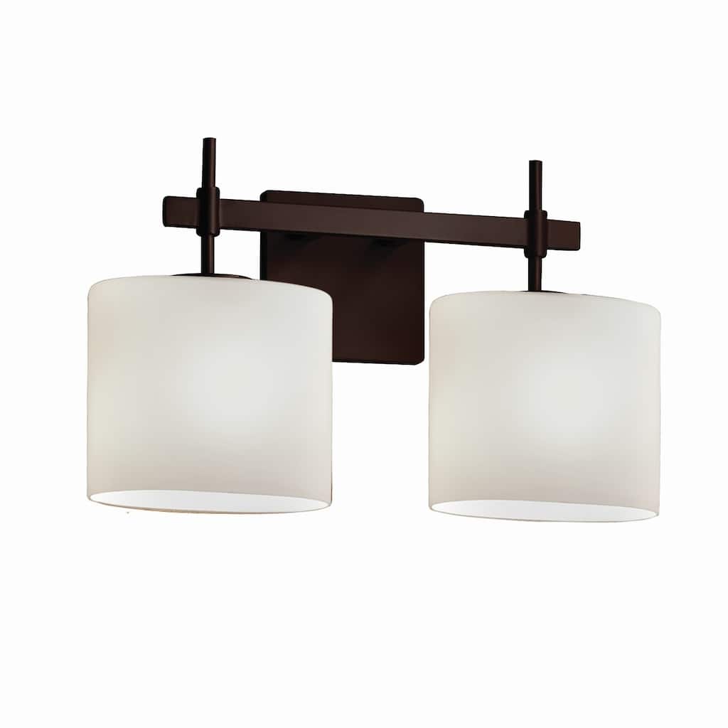 Justice Design Fusion Union 2-light Dark Bronze Bath Bar, Opal Oval Shade