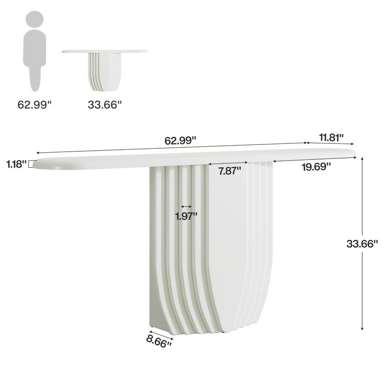 63 inch Modern White Console Table, Wooden Entryway Sofa Table