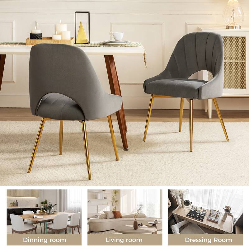 Ignaz Comfortable Modern Upholstered Dining Chair with Hollowed-out Back Set of 2 by HULALA HOME - Grey