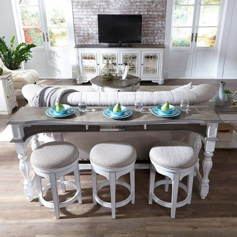 Magnolia Manor Antique White Console Swivel Stool
