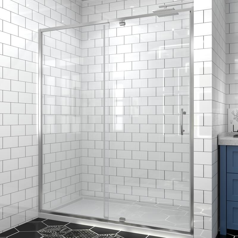 Modland 42''/48''/54''/60''W x 71''H Frameless Pivot Swing Shower Door Enclosure with 1/4" SGCC Tempered Glass Door