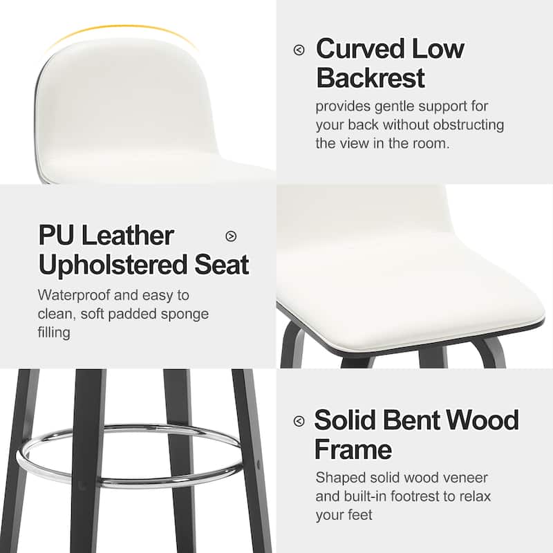 Faux Leather Upholstered Swivel Counter/ Bar Stools with Wood Frame