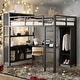 preview thumbnail 1 of 8, Metal Loft Bed with Wardrobe and L-shaped Desk, Full Size Loft Bed with Storage Cubes, Heavy Duty for Kids Teens Adults