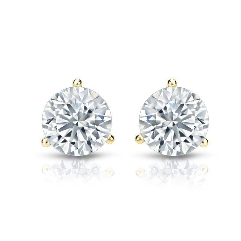 Auriya 1 1/2ctw 3 Prong Martini Set Round Diamond Stud Earrings 18kt Gold Certified