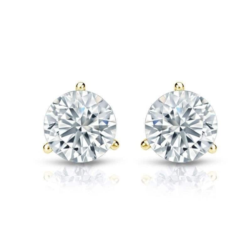 Auriya 1 1/2ctw 3 Prong Martini Set Round Diamond Stud Earrings 18kt Gold GIA Certified