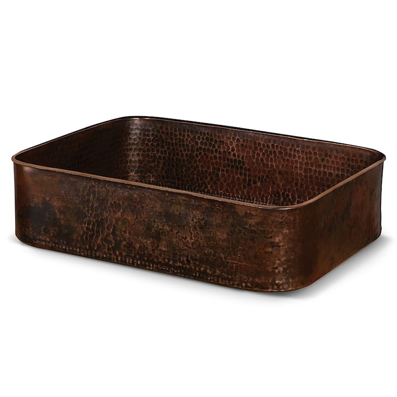 19-in Rectangle Tub Hand Forged Old World Copper Vessel Sink (PVTREC19DB)
