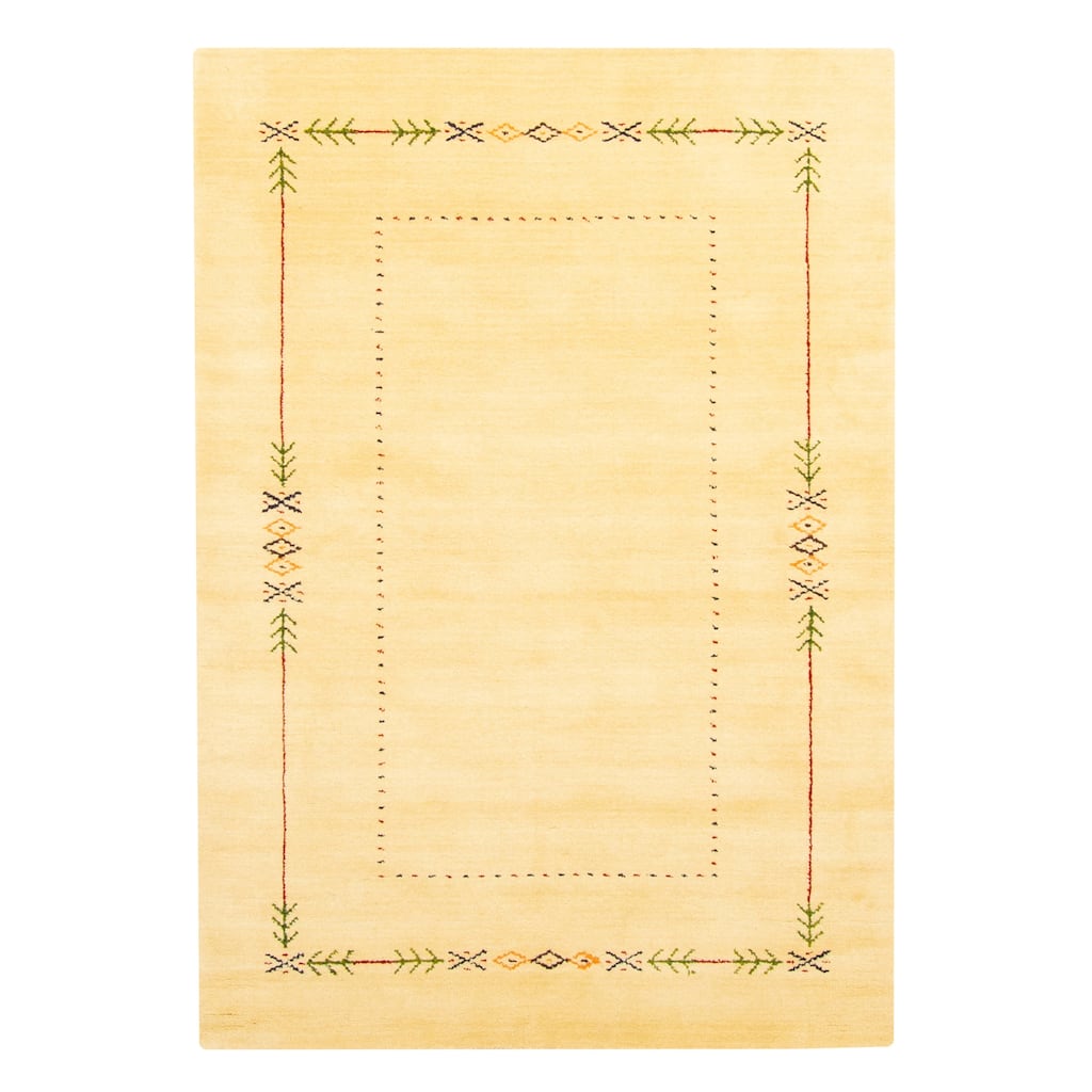 ECARPETGALLERY Hand Loomed Kashkuli Gabbeh Light Gold Wool Rug - 3'11 x 5'8