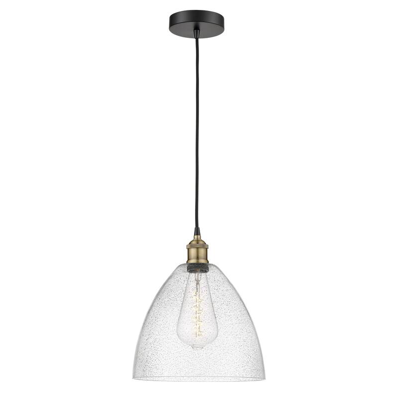 Innovations Lighting Edison Dome - 1 Light 12" Cord Hung Mini Pendant - Black Antique Brass/Seedy