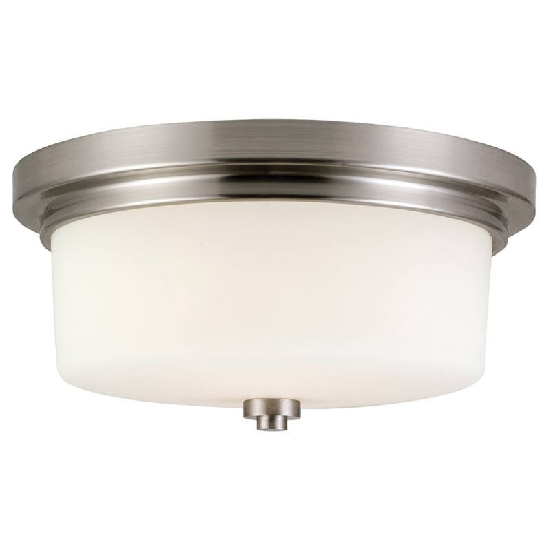 Aubrey Satin Nickel 2-Light Flush Mount Ceiling Light - Satin Nickel