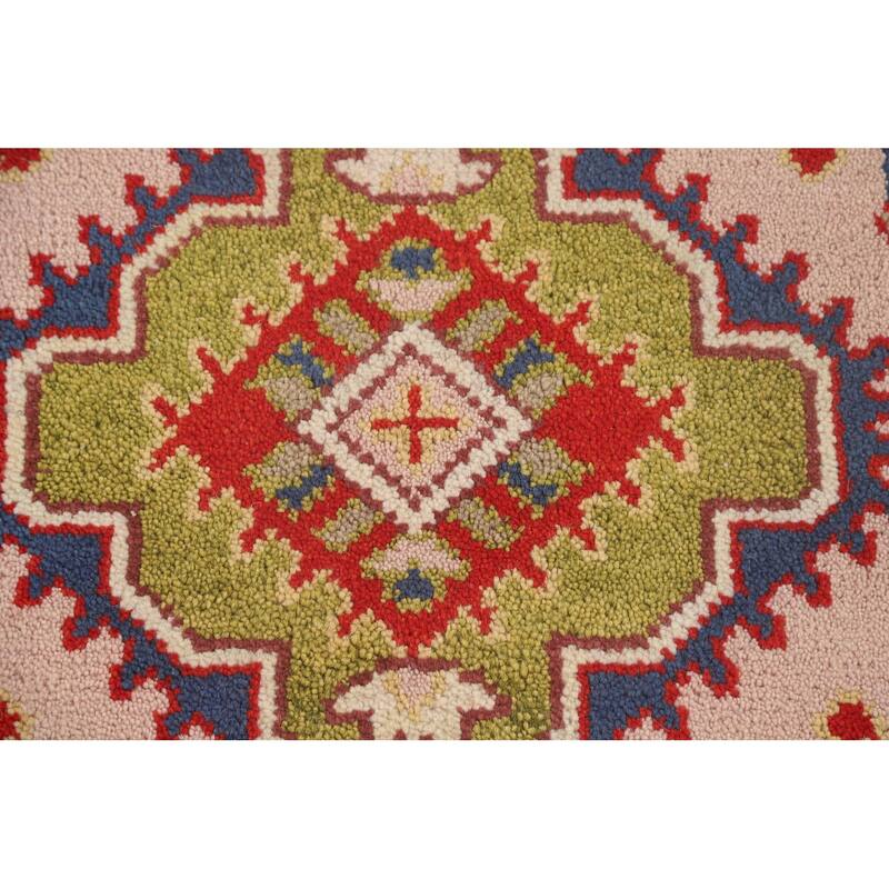 Geometric Kazak Oriental Runner Rug Hallway Handmade Wool Carpet - 2'6" x 9'10"