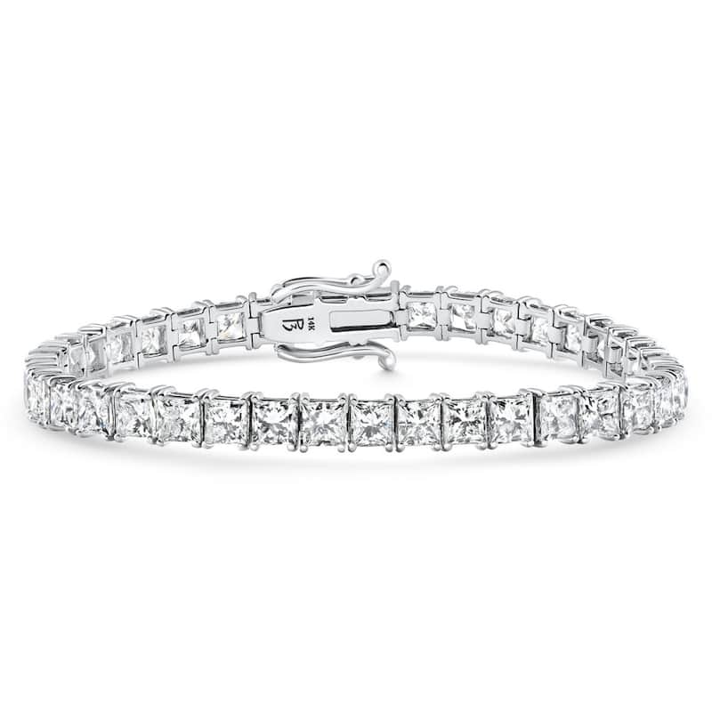 16.30Ct Princess Cut Diamond 7" Tennis Bracelet Gold Lab Grown