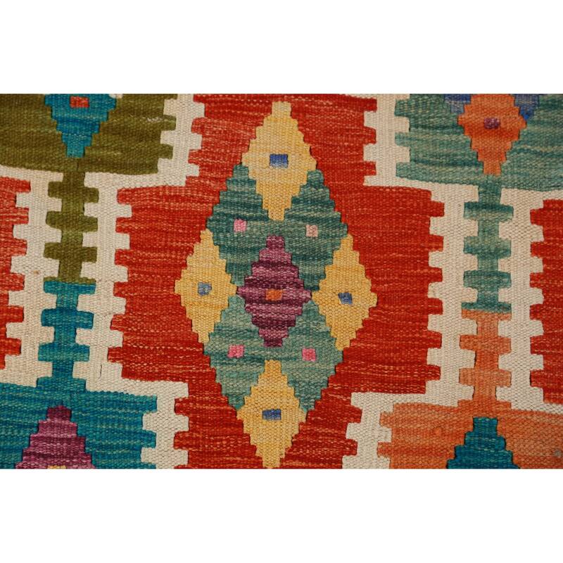 Kilim Oriental Rug Hand-Woven Multi-Color Wool Carpet - 8'3"x 9'7"