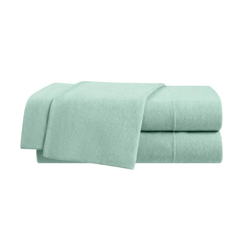 Vellux Solid Jersey Knit Sheet Set - Cotton Blend, Deep Pocket, Ultra Soft