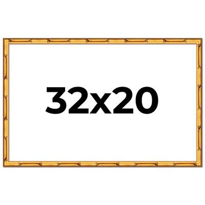 32x20 Frame Gold Bamboo Solid Wood Picture Frame | 1 Inch Moulding