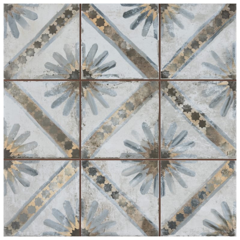 Merola Tile Harmonia Kings Marrakech Blue 13" x 13" Ceramic Floor and Wall Tile