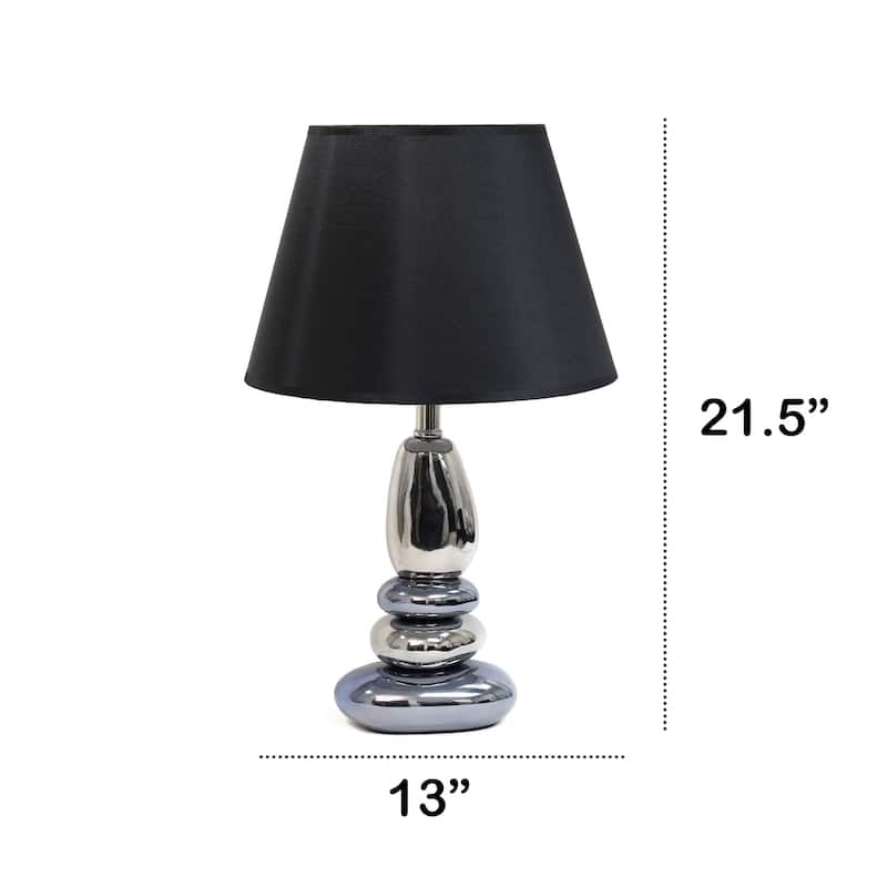 Ebb and Flow Stacked Stone Table Lamp with Tapered Shade - 21.5" - Chrome Blue