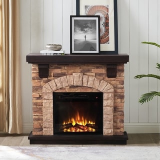 45-inch Faux Brick Freestanding Electric Fireplace - On Sale - Bed Bath ...