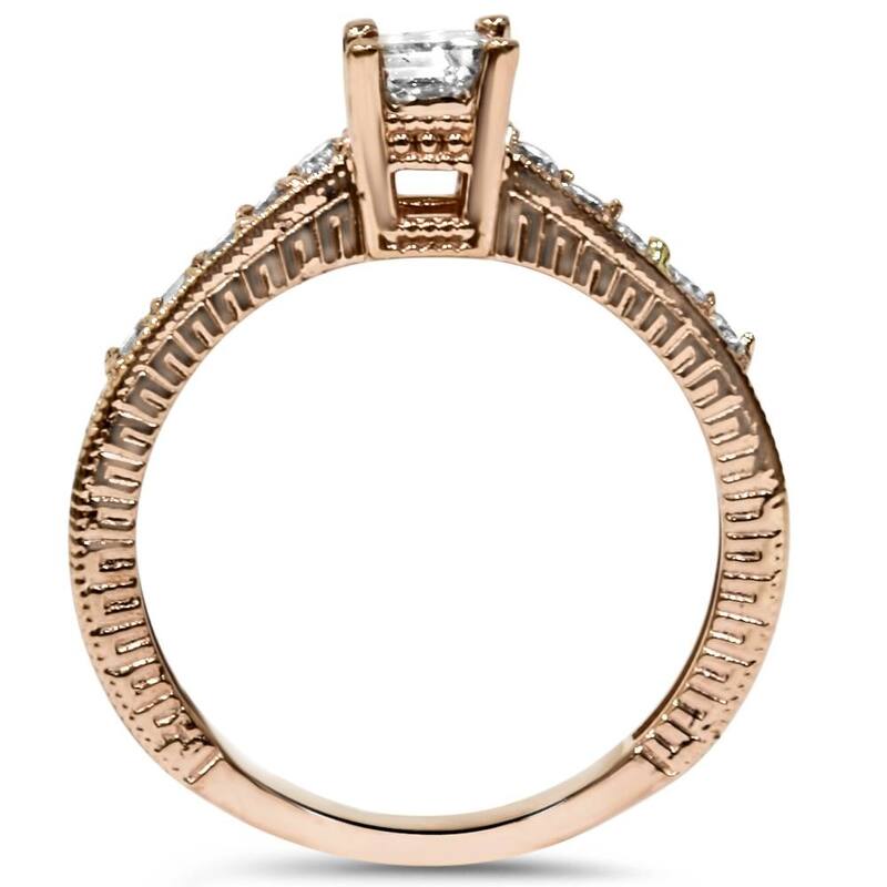 Bliss Diamond 1/2ct Vintage Princess Cut Diamond Engagement Ring Rose Gold
