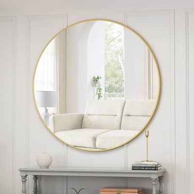 48" Metal Framed Wall Mirror Round Vanity Mirror Dressing Mirror