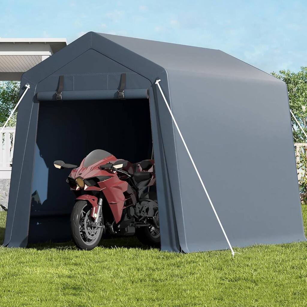 6x6 FT Portable Outdoor Storage Shed, UV-Resistant Carport for Motorcycle, Firewood, Tools - 6X6 Ft
