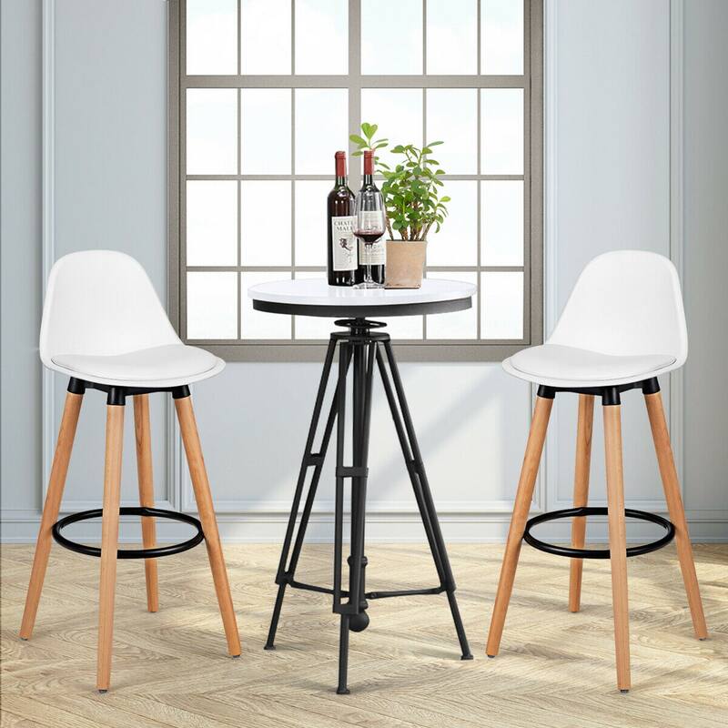 Gymax Set of 2 Mid Century Barstool 28.5" Dining Pub Chair w/Leather - See Details