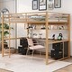 preview thumbnail 1 of 24, Full Size Metal Loft Bed with Desk, Drawers, Charging Station, and USB Gold+Black