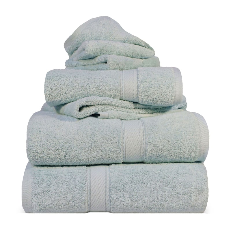Blue Nile Mills Luxury 6-Piece Egyptian Cotton Towel Set, Thick Absorbent Bathroom Towels - Sea Foam