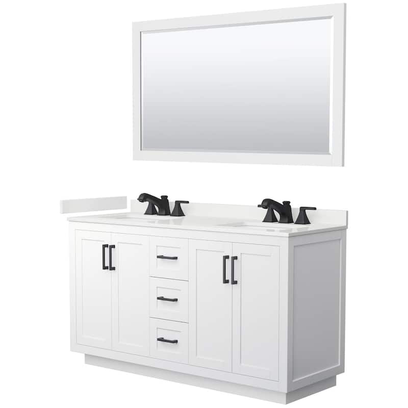 Wyndham Collection WCF292960D-QTZ-US3M58 Miranda 60" Free Standing - White / White Quartz Top / Matte Black Hardware