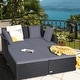 preview thumbnail 47 of 66, Costway Outdoor Patio Rattan Daybed Pillows Cushioned Sofa Furniture - See details Grey