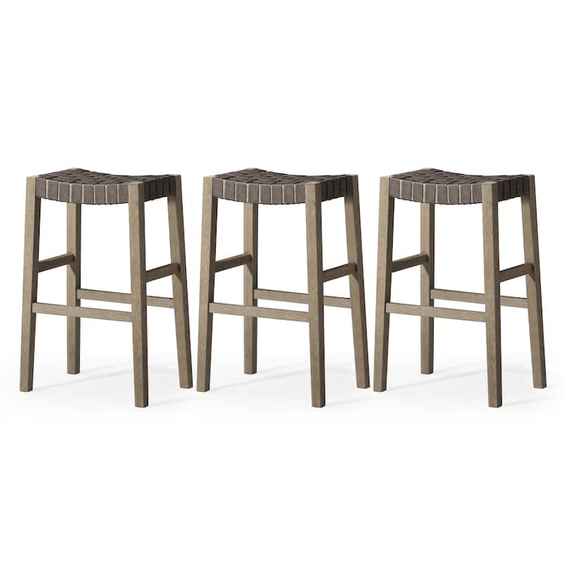 Maven Lane 31" Emerson Bar Height Kitchen Stool - Set of 3 - Weathered Grey
