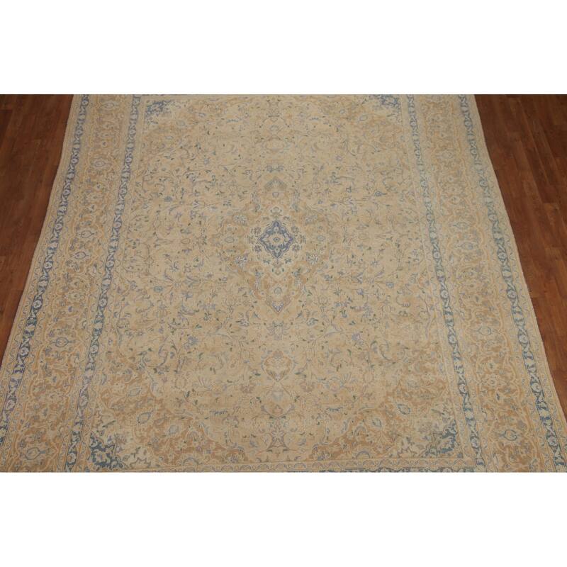 Hand Knotted Oriental 100% Wool Carpet Traditional Floral Peach Mashad Area Rug - 12' 7'' X 9' 4''