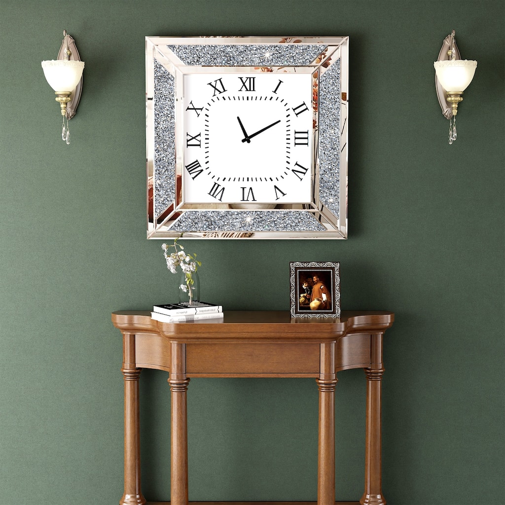 Glass Wall Clock with Diamond Crystal