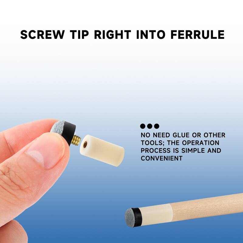 GSE™ 10-Pack 12mm/13mm Billiard Cue Tips, Soft/Hard Replacement Pool Cue Stick Screw-on Tips & Nylon Ferrules