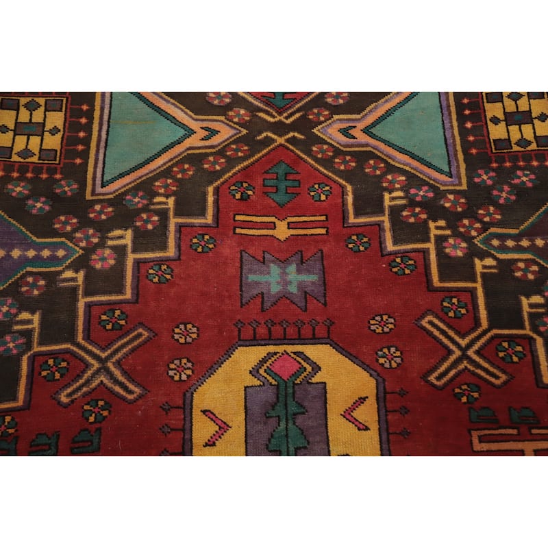 Hand Knotted Oriental 100% Wool Carpet Traditional Geometric Red Ardebil Runner Rug - 9' 3'' X 4' 1''