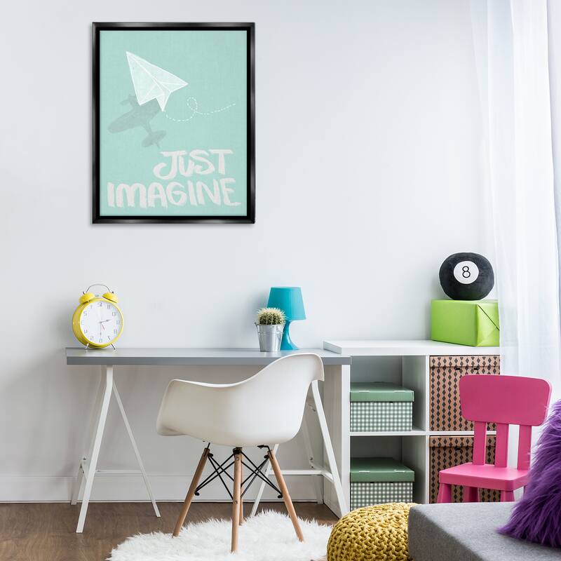 Stupell Inspirational Just Imagine Phrase Framed Floater Canvas Wall Art Design By Chen Alyesh