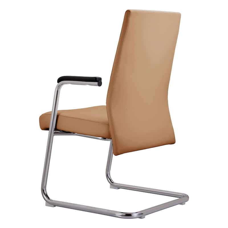 LeisureMod Aleen Office Chair with Upholstered Seat and Metal Armrest