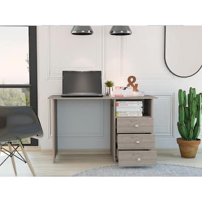 Compact Writing Computer Desk with Three Drawers & One Shelf