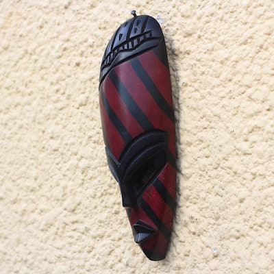 Novica Handmade Ahoufe Stripes African Wood Mask