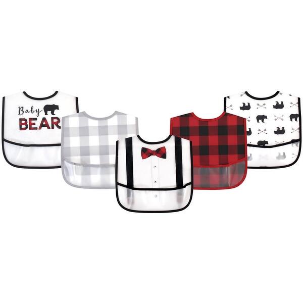 slide 1 of 1, Little Treasure Baby Boy Waterproof PEVA Bibs 5pk, Baby Bear, One Size - Baby Bear - One Size One Size - Baby Bear