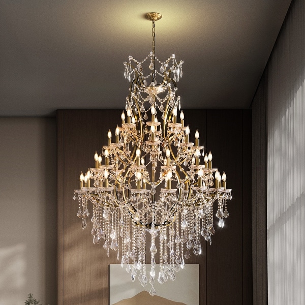 KAYLA Large Crystal Chandelier 28-49in Chandelier Light Fixture
